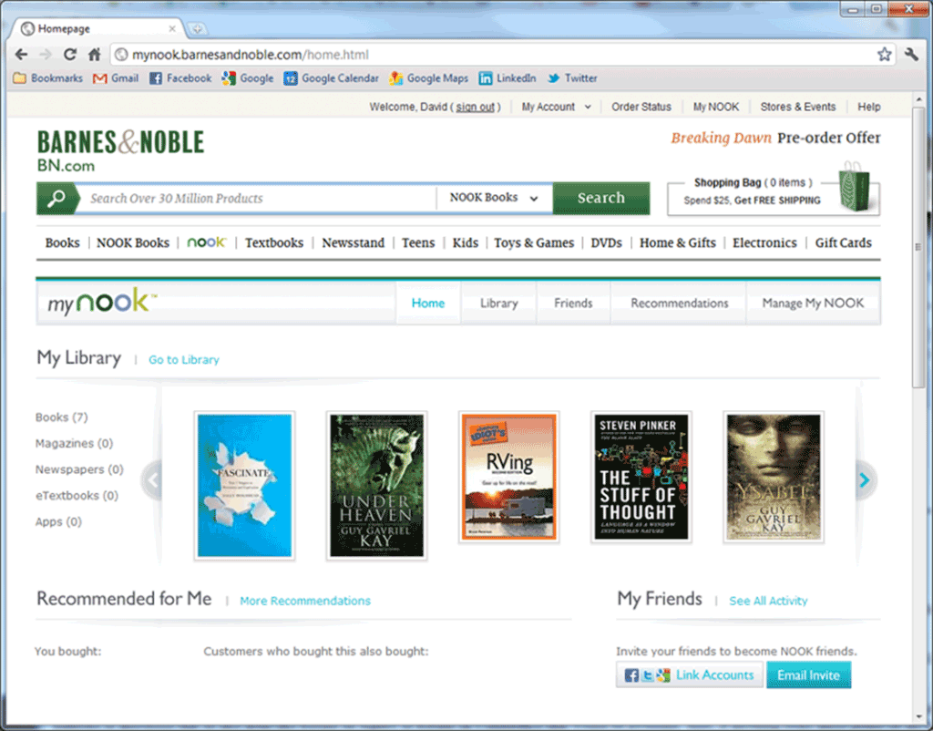 Barnes & Noble home page