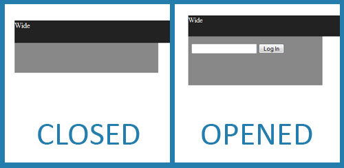 Side by side screen captures of the finished demonstration page with the form closed then open