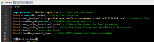 Screen capture of the code as seen in Notepad ++