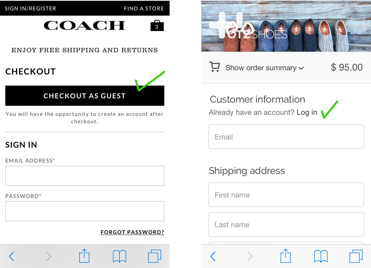 good guest mobile checkout pattern