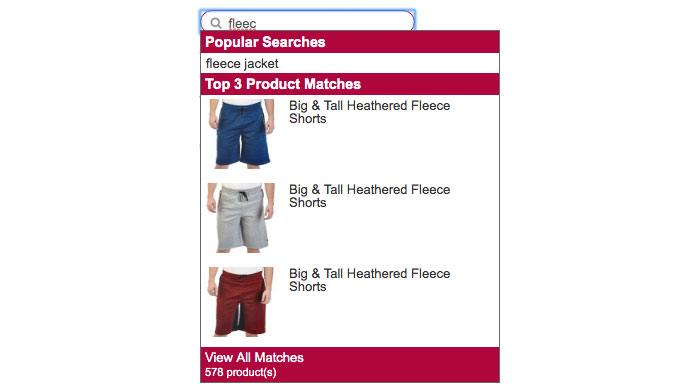 product suggestions mismatch autosuggestions