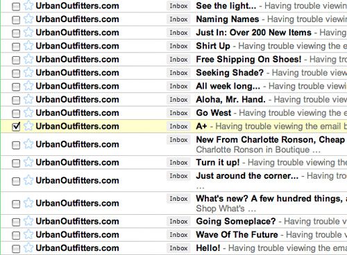 Urban Outfitters Subject Lines